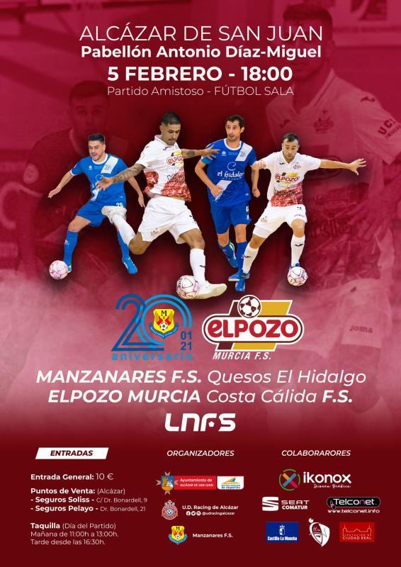 Conoce Castilla-La Mancha-Alcázar acogerá el partido amistoso de Fútbol Sala entre el Manzanares F.S. Quesos El Hidalgo y el Pozo Murcia Costa Cálida F.S